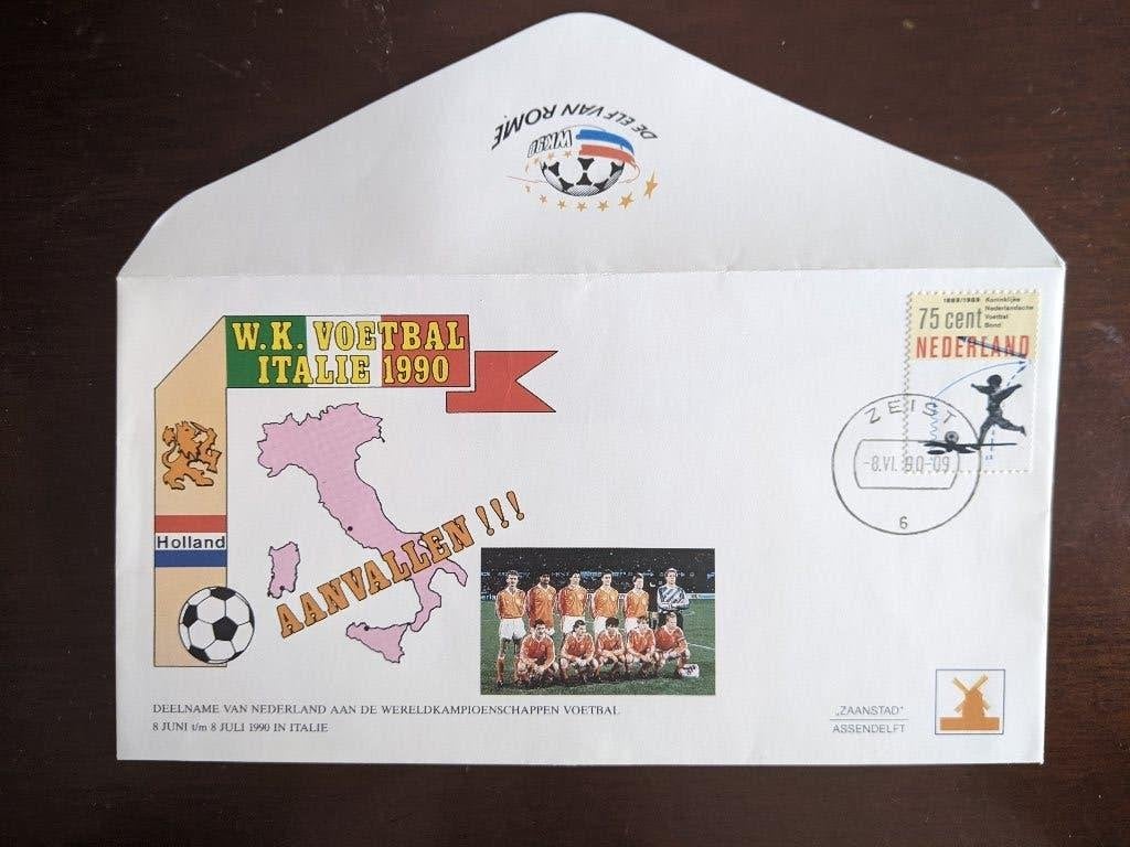 NL 1990; Env. WK VOETBALLEN MET FOTO+ HANDTEKENINGEN  LEES, Verzenden, Envelop