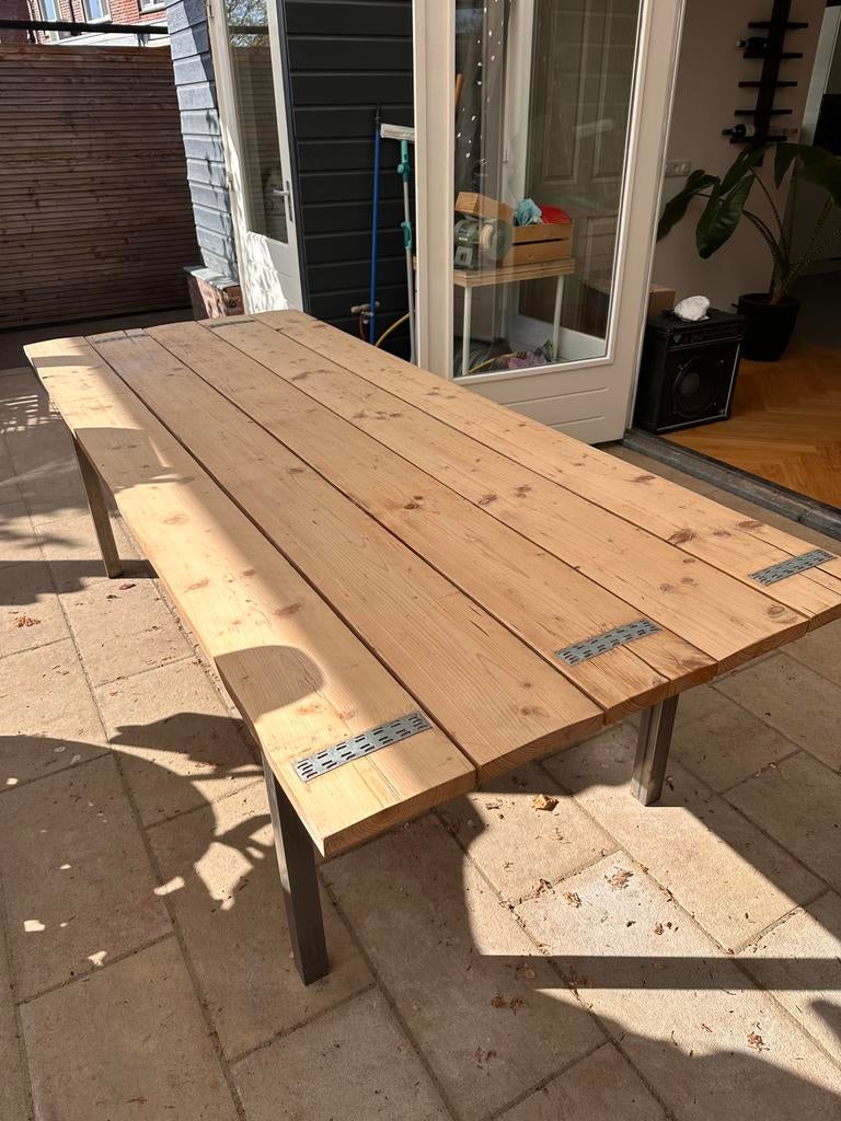 Buitentafel steigerhout 245x100, Tuin en Terras, Tuintafels, Ophalen, Zo goed als nieuw, Rechthoekig, Hout