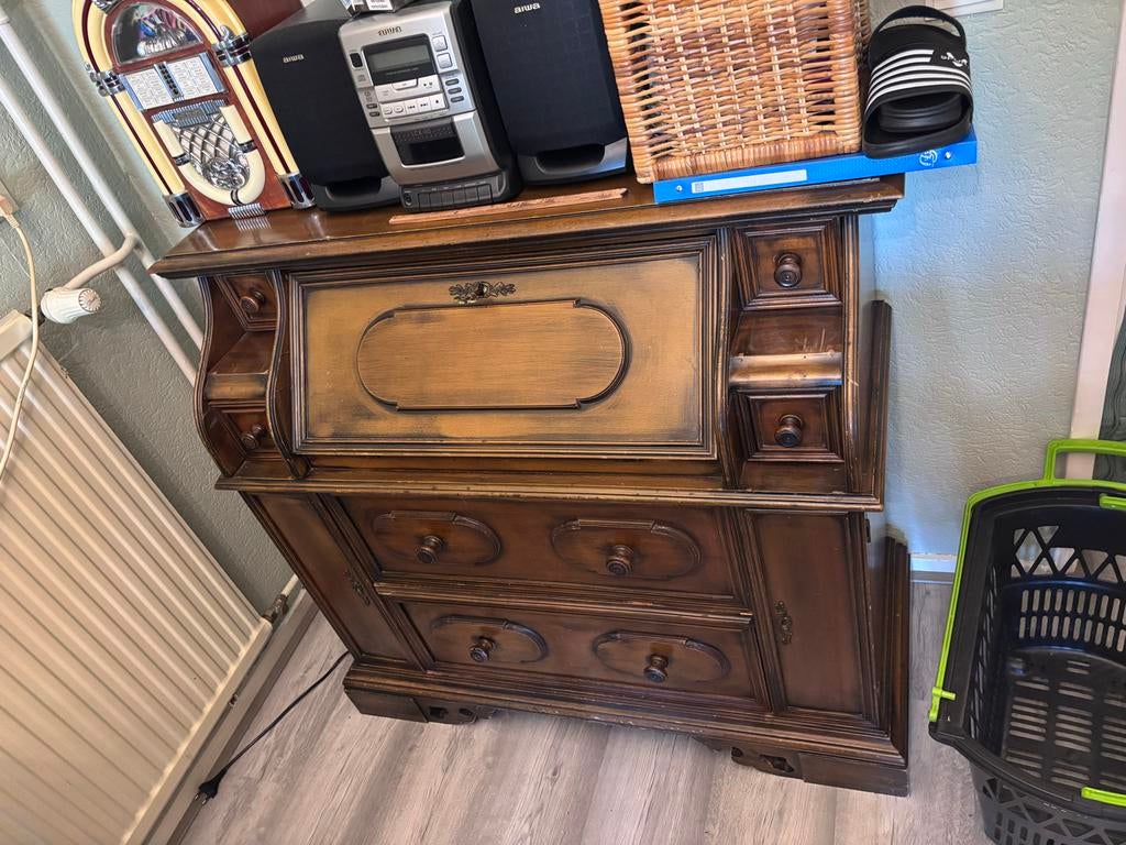Antiek houten secretaire / bureau met lades, Ophalen