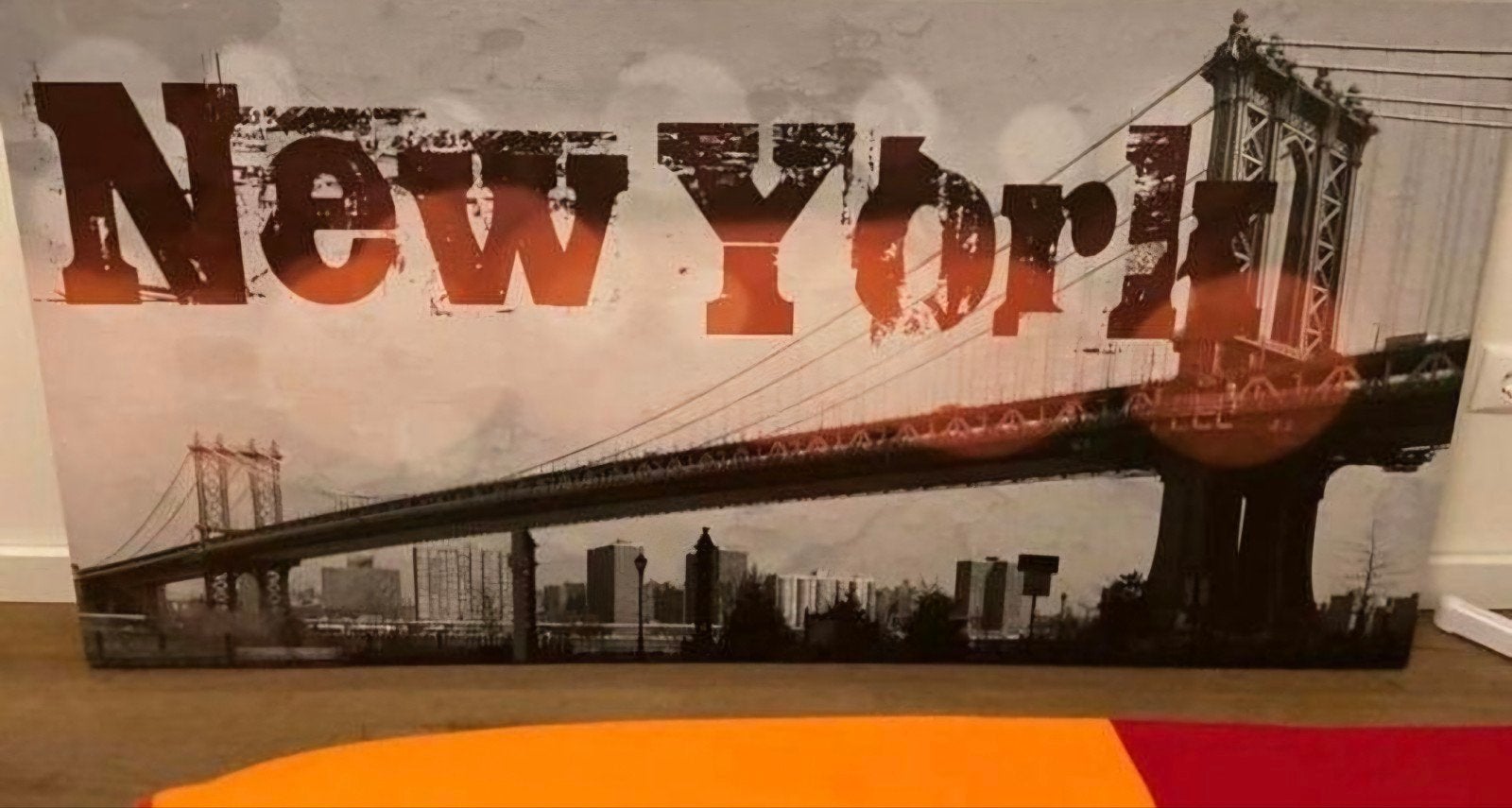 Canvas Schilderij New York Manhattan Bridge bijna gratis, Ophalen, Zo goed als nieuw, Schilderij, 100 tot 125 cm