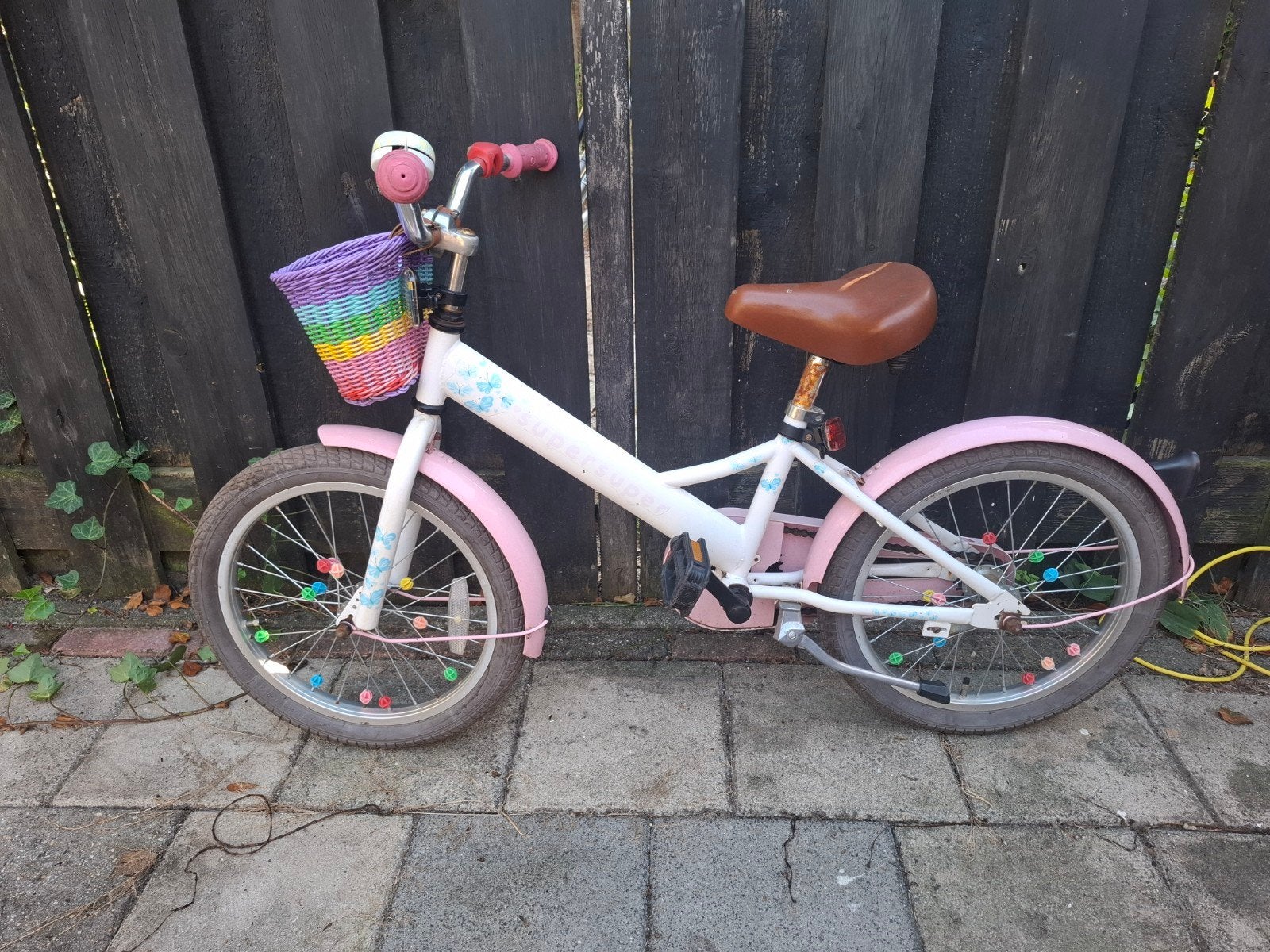 Roze kinderfiets 18 inch, gebruikt, Ophalen, Gebruikt, Terugtraprem, 16 tot 20 inch