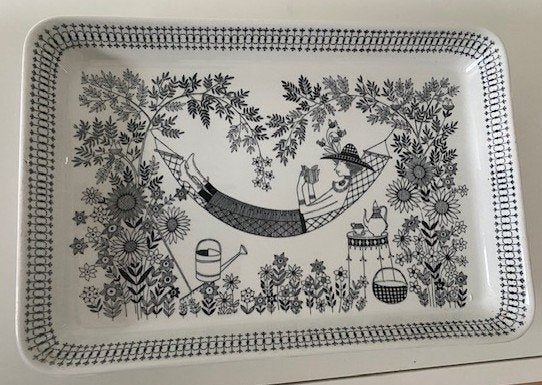 Arabia Finland decoratieve grote schaal "Emilia" 1950-1960, Verzenden