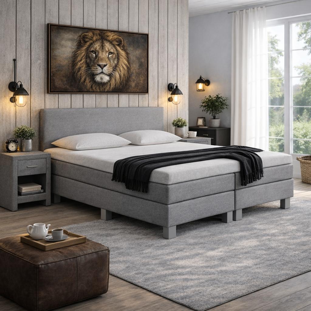 VOORDEELSET Boxspring 160 x 200 Grijs | Gratis Topper