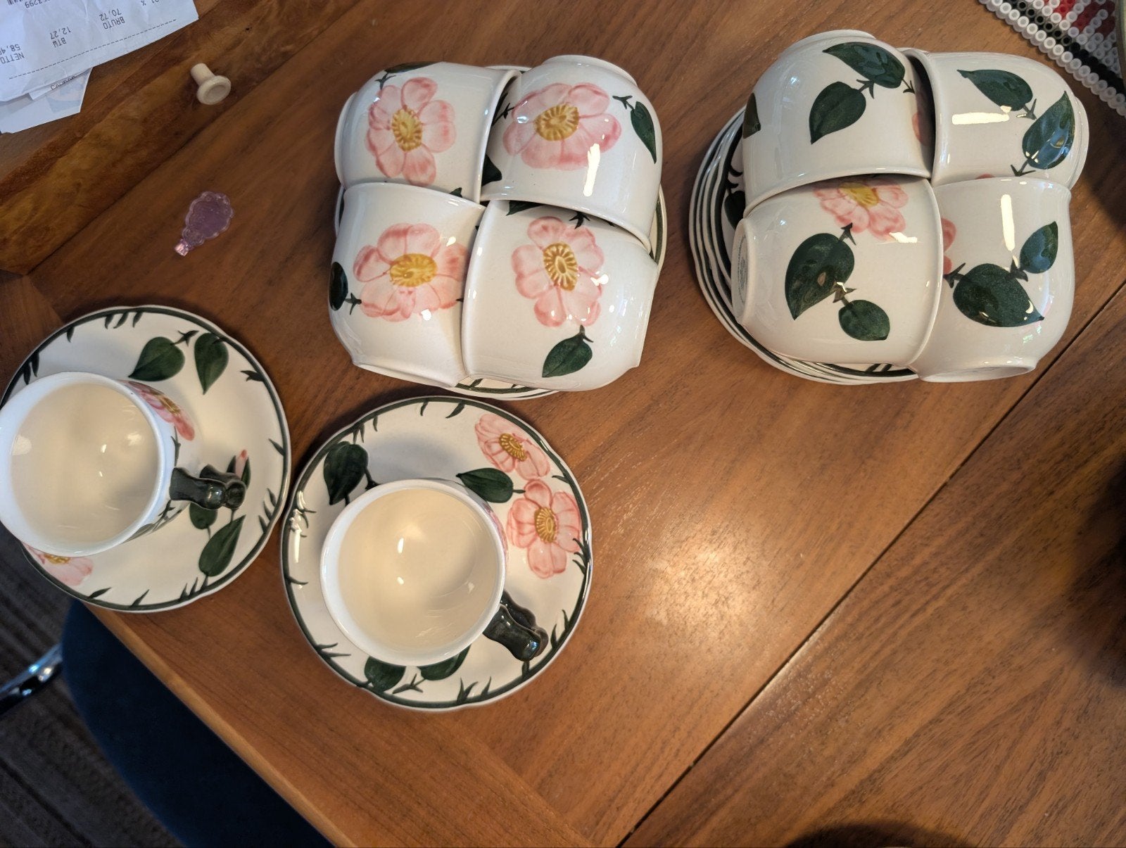 10 Villeroy & Boch Wild Rose koffiekopjes met schotels, Ophalen of Verzenden