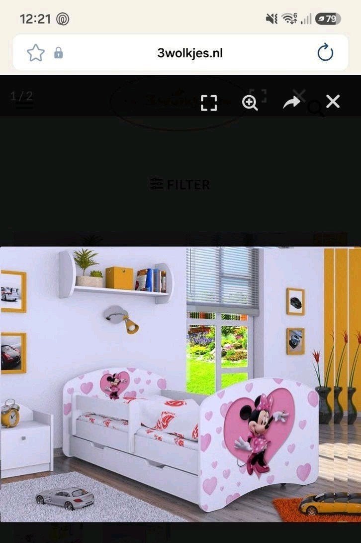 Peuterbed Minnie Mouse met grote opbergla eronder
