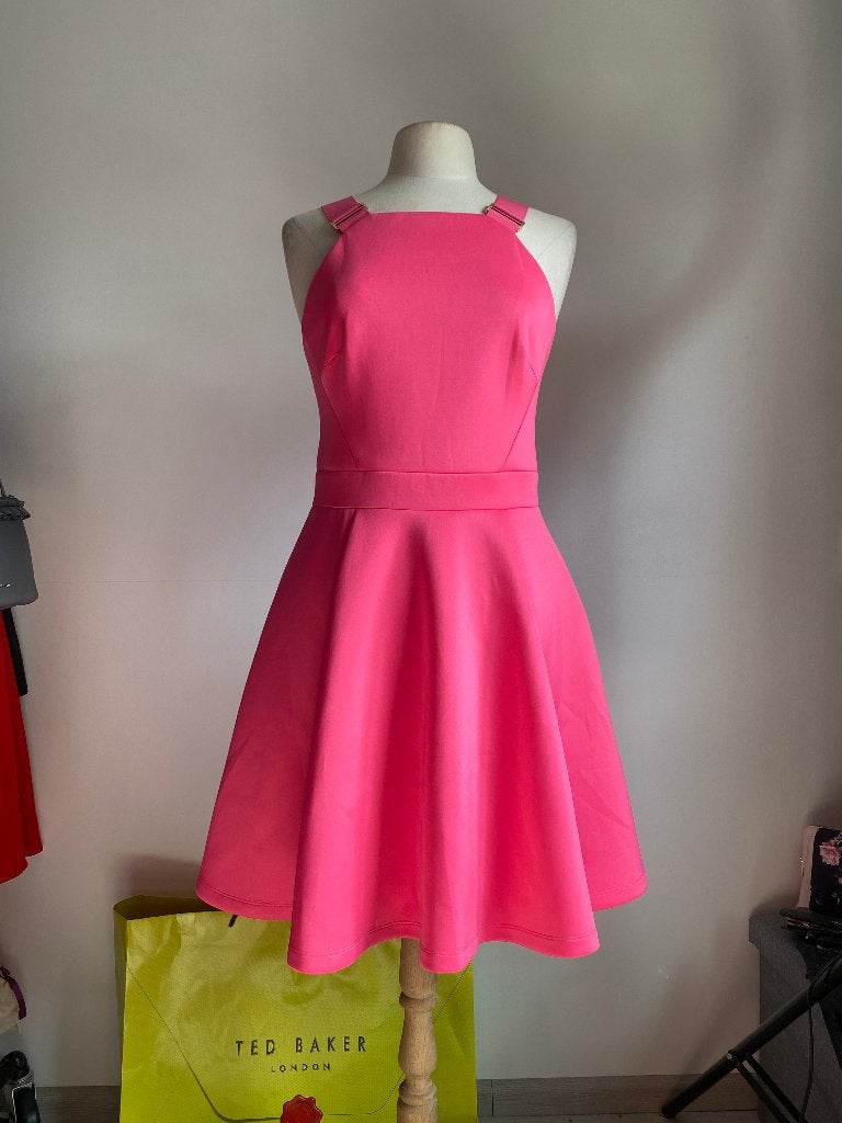 Ted Baker roze A-lijn jurk Jaimie - Maat 3 (38/40), Maat 38/40 (M), Ophalen of Verzenden, Zo goed als nieuw, Knielengte
