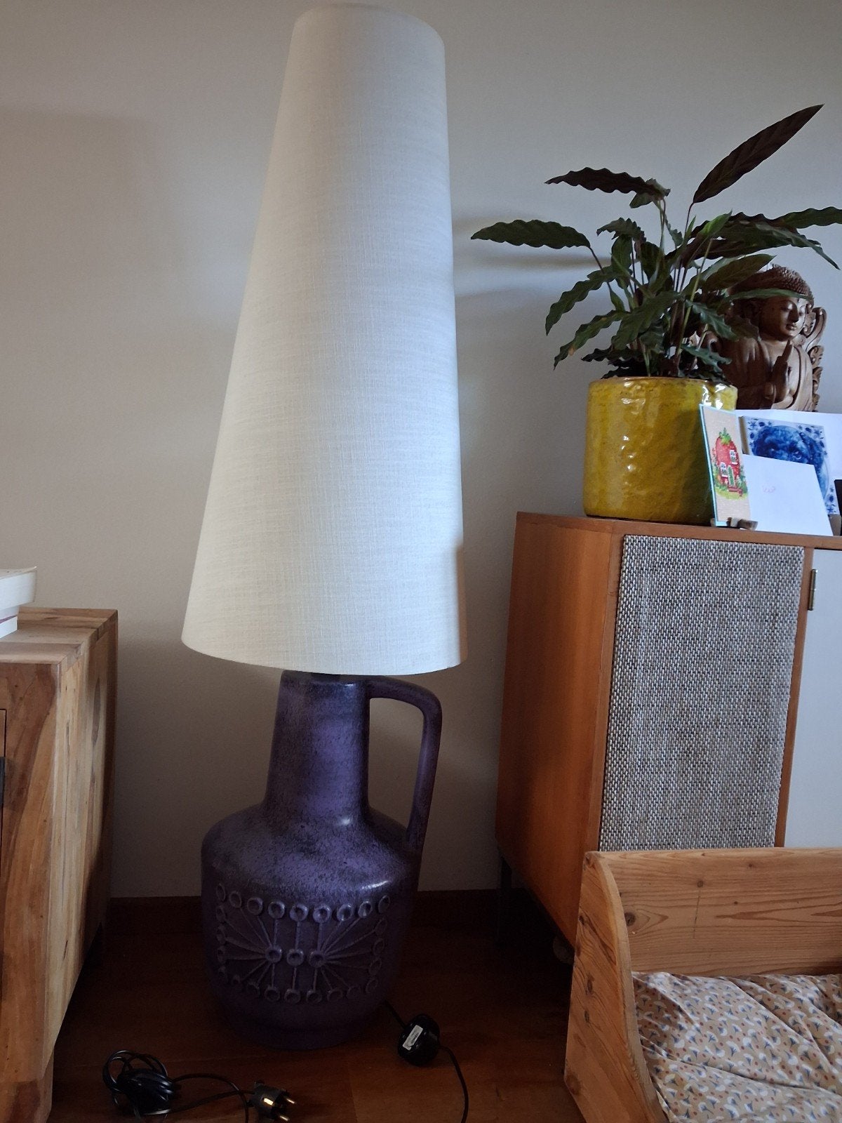 Vintage west germany keramiek vloerlamp, Ophalen, Huis en Inrichting
