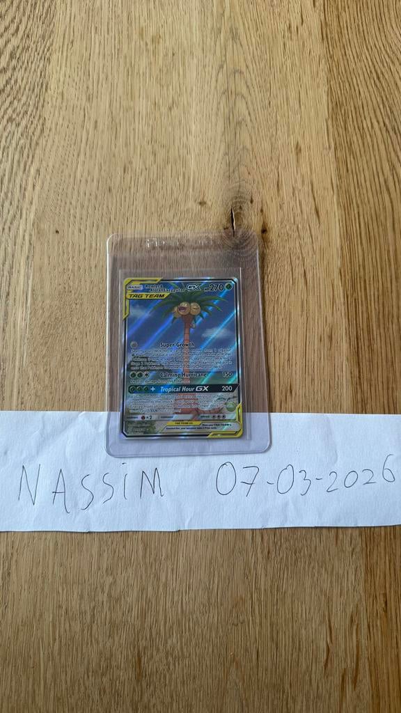 Rowlet & Alolan Exeggutor GX (UNM 215) Alt Art Pokémon Kaart, Ophalen of Verzenden, Zo goed als nieuw, Losse kaart, Foil
