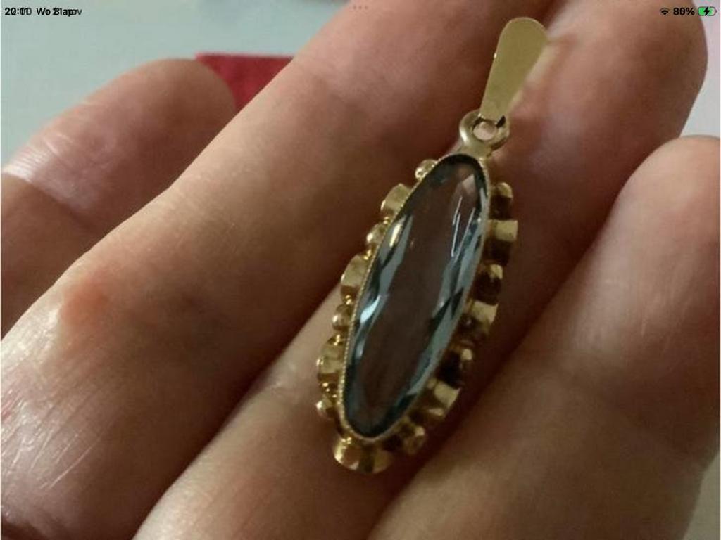 Antieke gouden Kettinghanger edelsteen Aquamarijn 14 k goud, Sieraden, Tassen en Uiterlijk, Overige voorstellingen, Verzenden