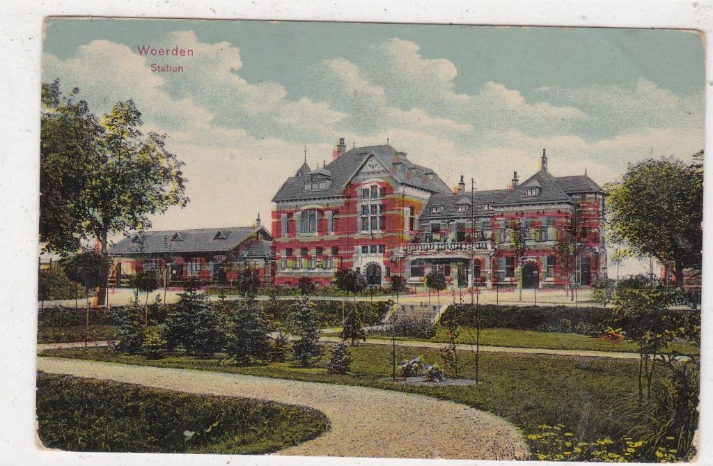 Woerden-Station 1921, Verzenden, 1920 tot 1940, Gelopen, Utrecht