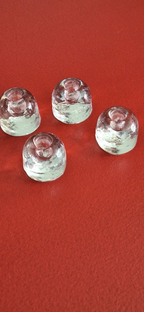 4 hele kleine kaarsenstandaards, Ophalen of Verzenden, Zo goed als nieuw, Glas, Kaars