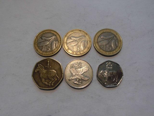 6 munten Botswana 5,1 pula 50,25 thebe 1998/2007, Postzegels en Munten, Munten | Afrika, Ophalen of Verzenden, Overige landen