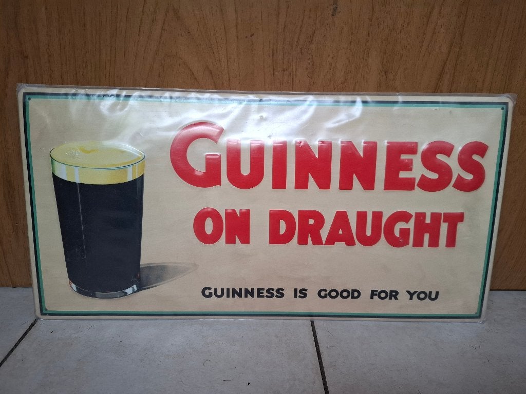 Origineel reclamebord Guinness on draught nieuw 50 x 25 cm, Ophalen of Verzenden, Nieuw, Reclamebord, Plaat of Schild, Overige merken