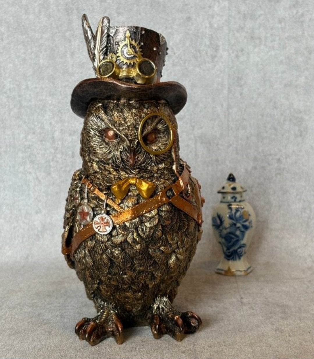 Steampunk Uil Decoratiebeeld - Gedetailleerd & Uniek, Ophalen of Verzenden
