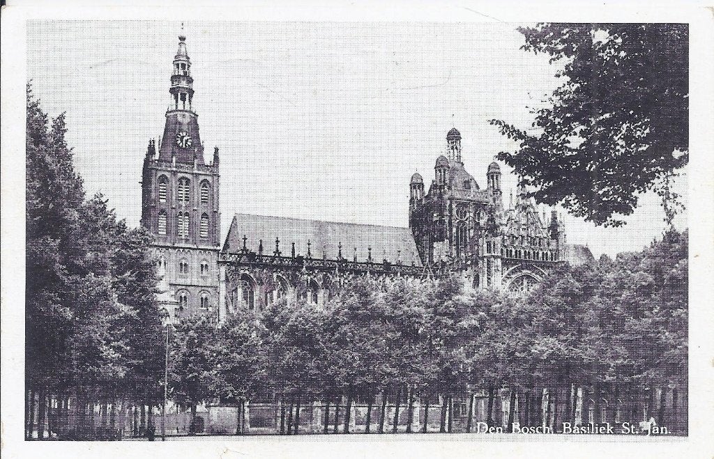 Den Bosch Basiliek St Jan Ansichtkaart 1951 (A2289, Verzamelen, Ophalen of Verzenden, 1940 tot 1960, Gelopen, Noord-Brabant