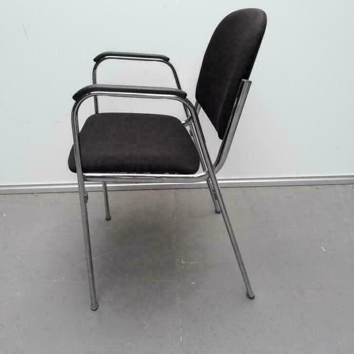 2x CAR stoelen met zwarte stof en verchroomd frame, Huis en Inrichting, Stoelen, Ophalen, Gebruikt, Stof, Vijf, Zes of meer stoelen