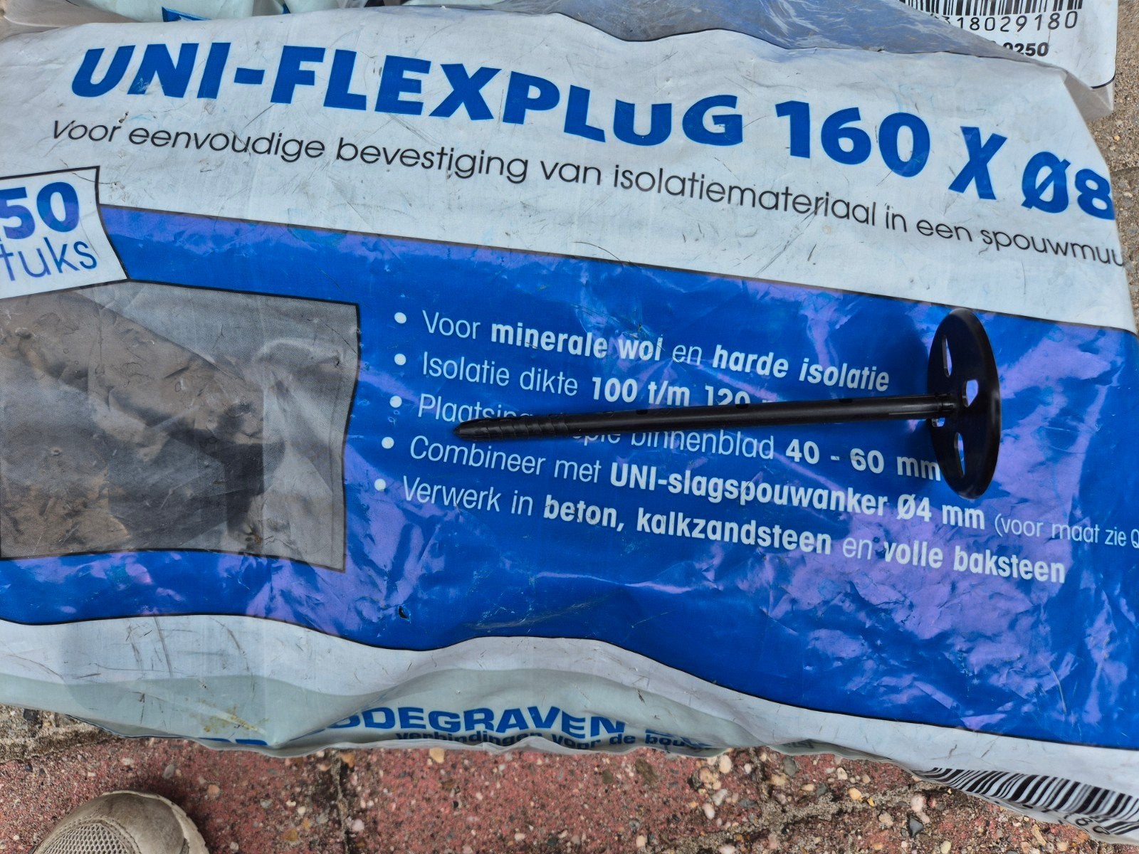 UNI-FLEXPLUG 160 X Ø8 isolatiepluggen (150 stuks), Overige materialen, Nieuw, 15 m² of meer, Muurisolatie