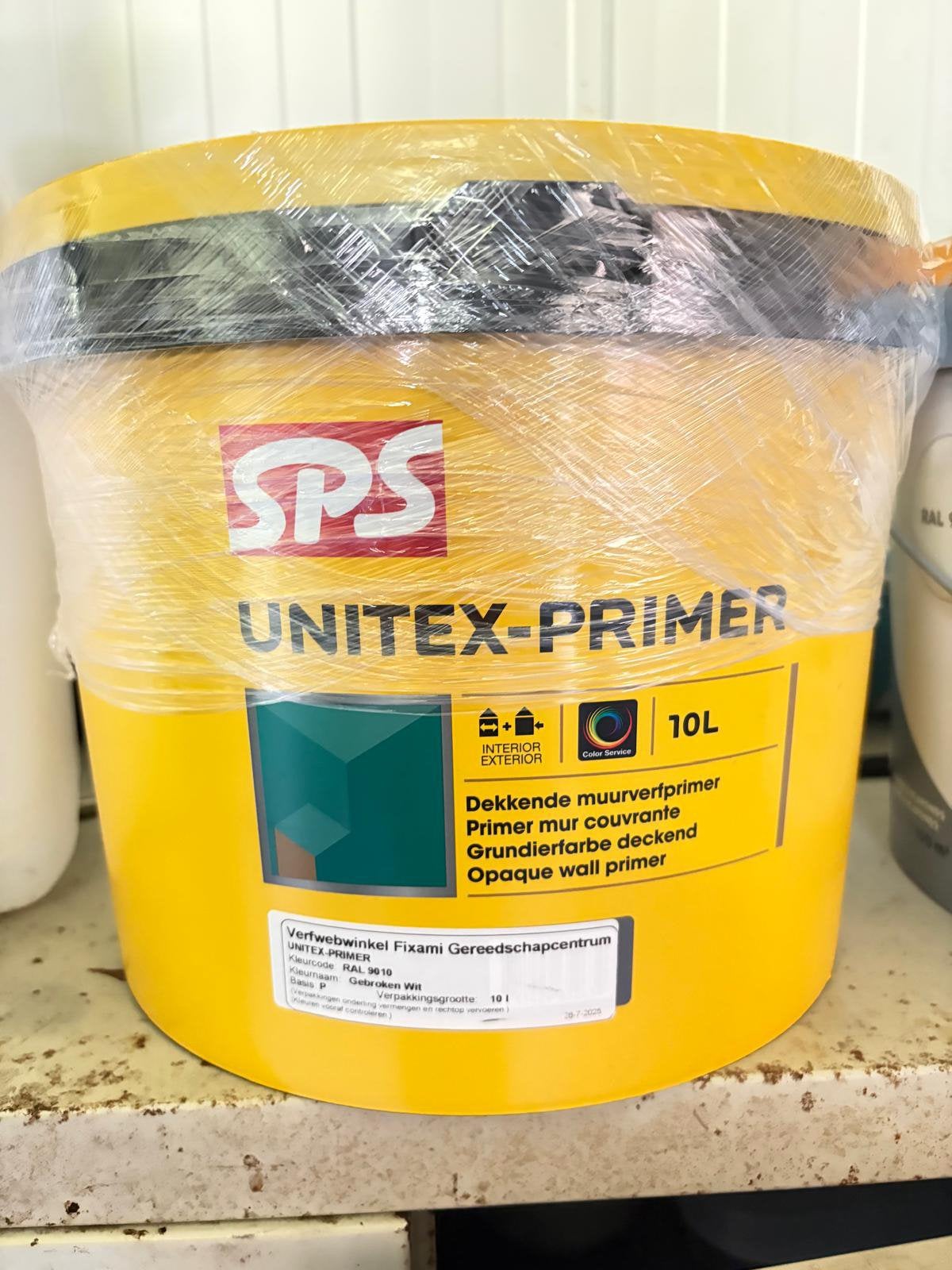 SPS Unitex primer ral 9010 wit 10 liter, Ophalen, Nieuw, Wit