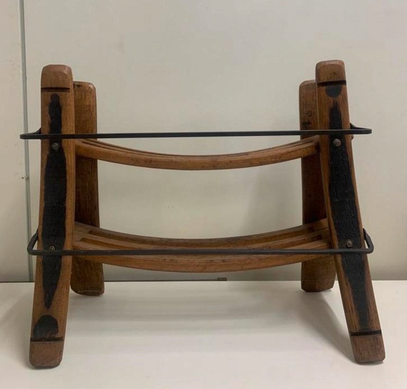 Vintage japandi / brutalust wijnrek jaren 60, Huis en Inrichting, Woonaccessoires | Wijnrekken, Ophalen of Verzenden, Zo goed als nieuw