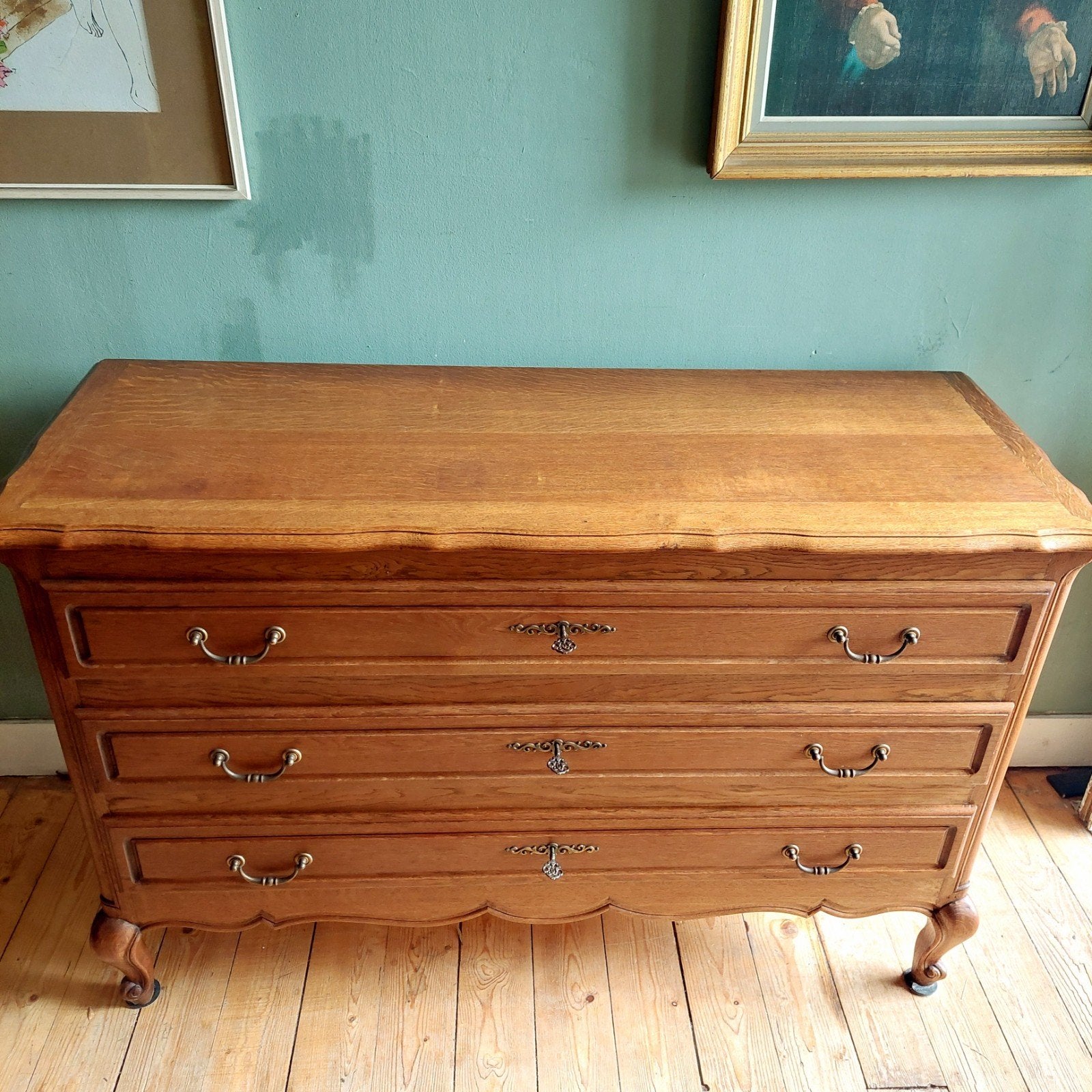 Lucky Vintage MCM Franse ladekast model XL met sleutels, Queen Anne, 100 tot 150 cm, ., Eikenhout