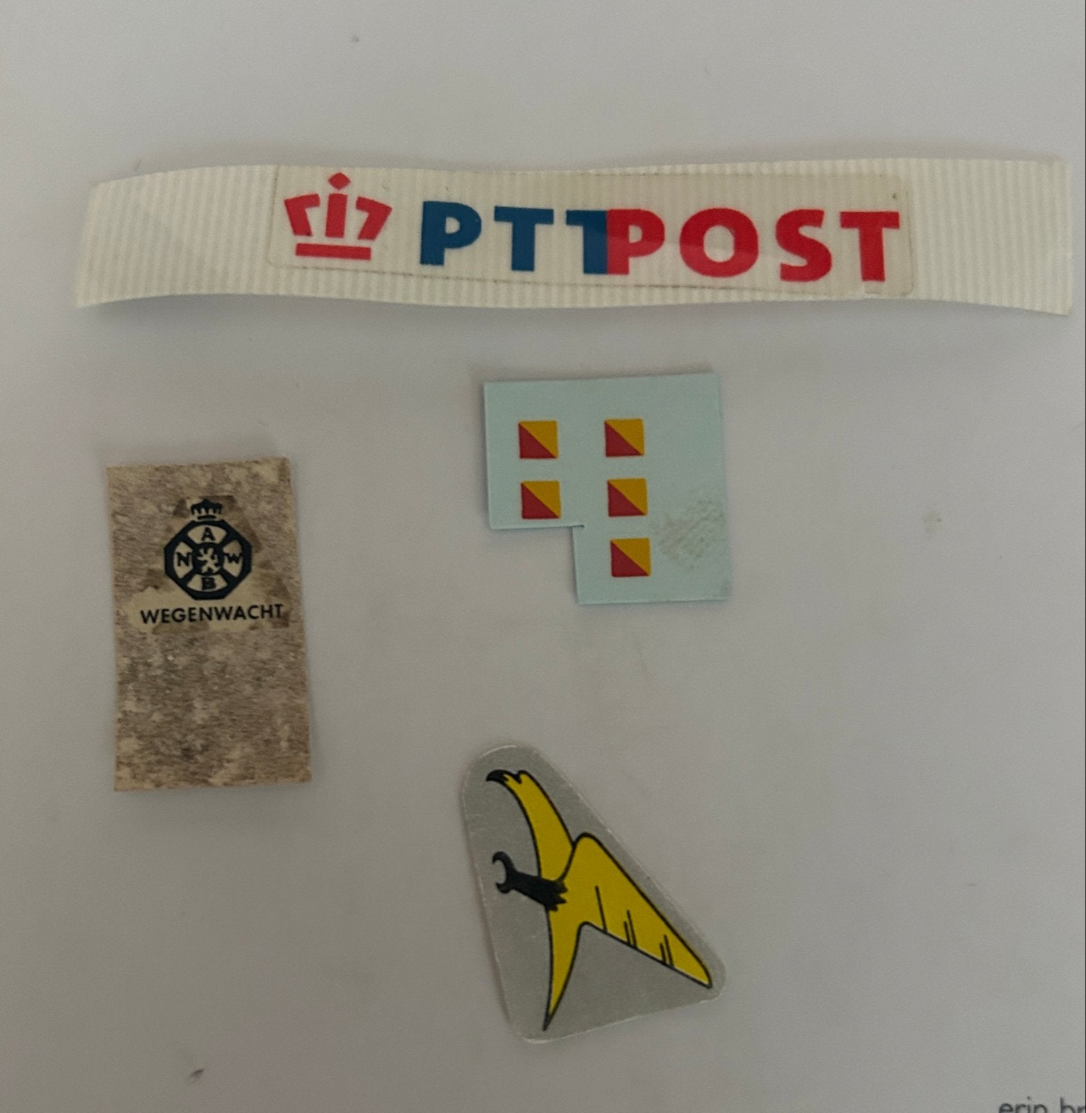 Vintage Dinky Toys Stickers - PTT Post, Wegenwacht, Adelaar, Ophalen of Verzenden, Gebruikt, Overige typen