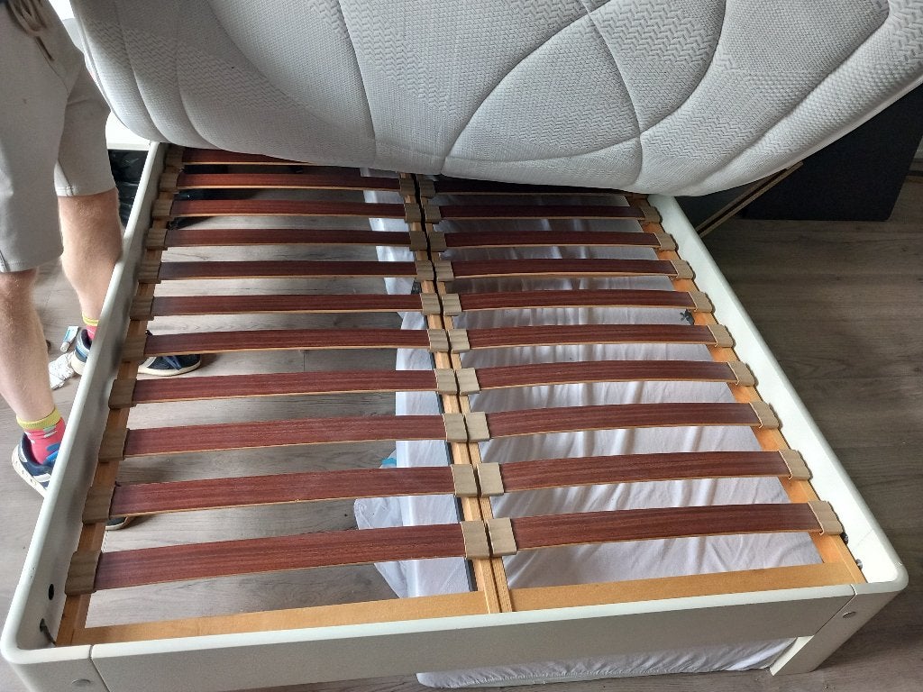 2 persoons bed, Ophalen, Gebruikt, Wit, Tweepersoons