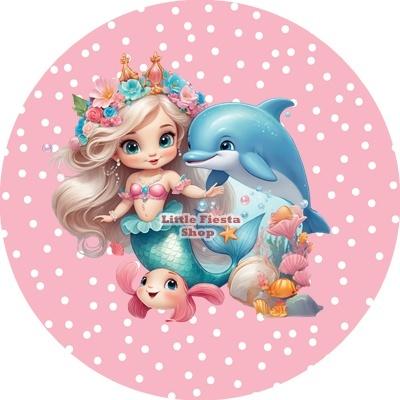 L2138 ouwel zeemeermin 20x4,7cm eetbare cupcake rondjes, Ophalen of Verzenden, Nieuw, Cupcakes, Versiering