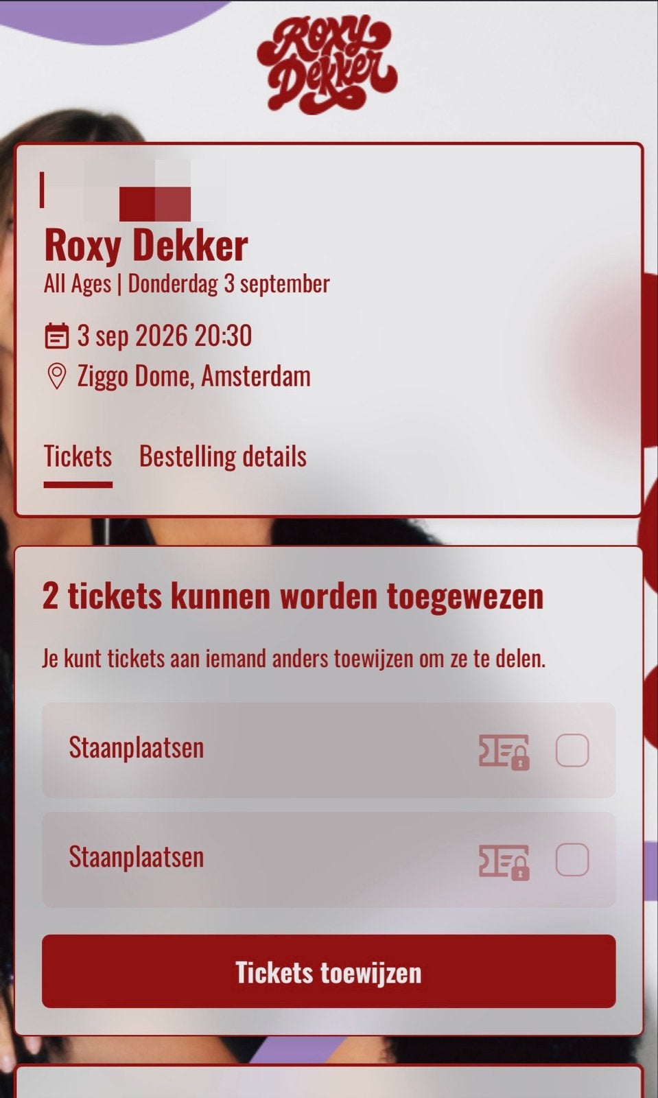 Roxy Dekker tickets, Twee personen, September