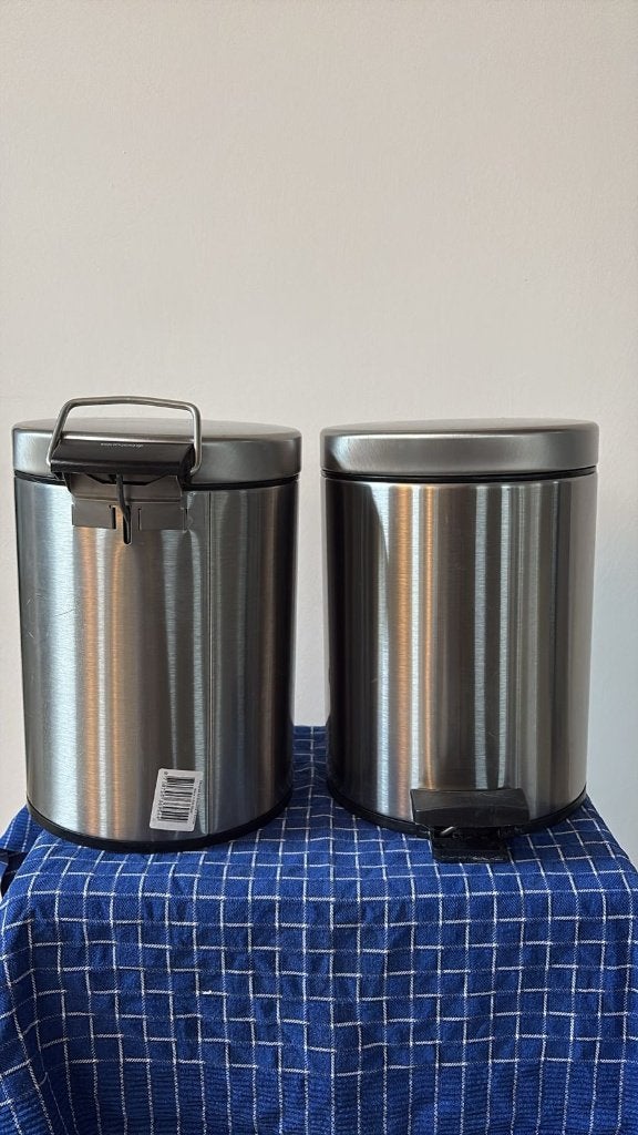 Set van 2 RVS pedaalemmers - 10L en 20L, Huis en Inrichting, Woonaccessoires | Prullenbakken, Ophalen, 50 – 75, Met pedaal, Zo goed als nieuw