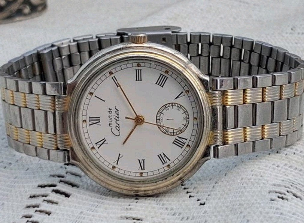 bieden bij avdt: Vintage Cartier horloge - Tweekleurig staal, Ophalen of Verzenden, Gebruikt, Staal, Overige merken