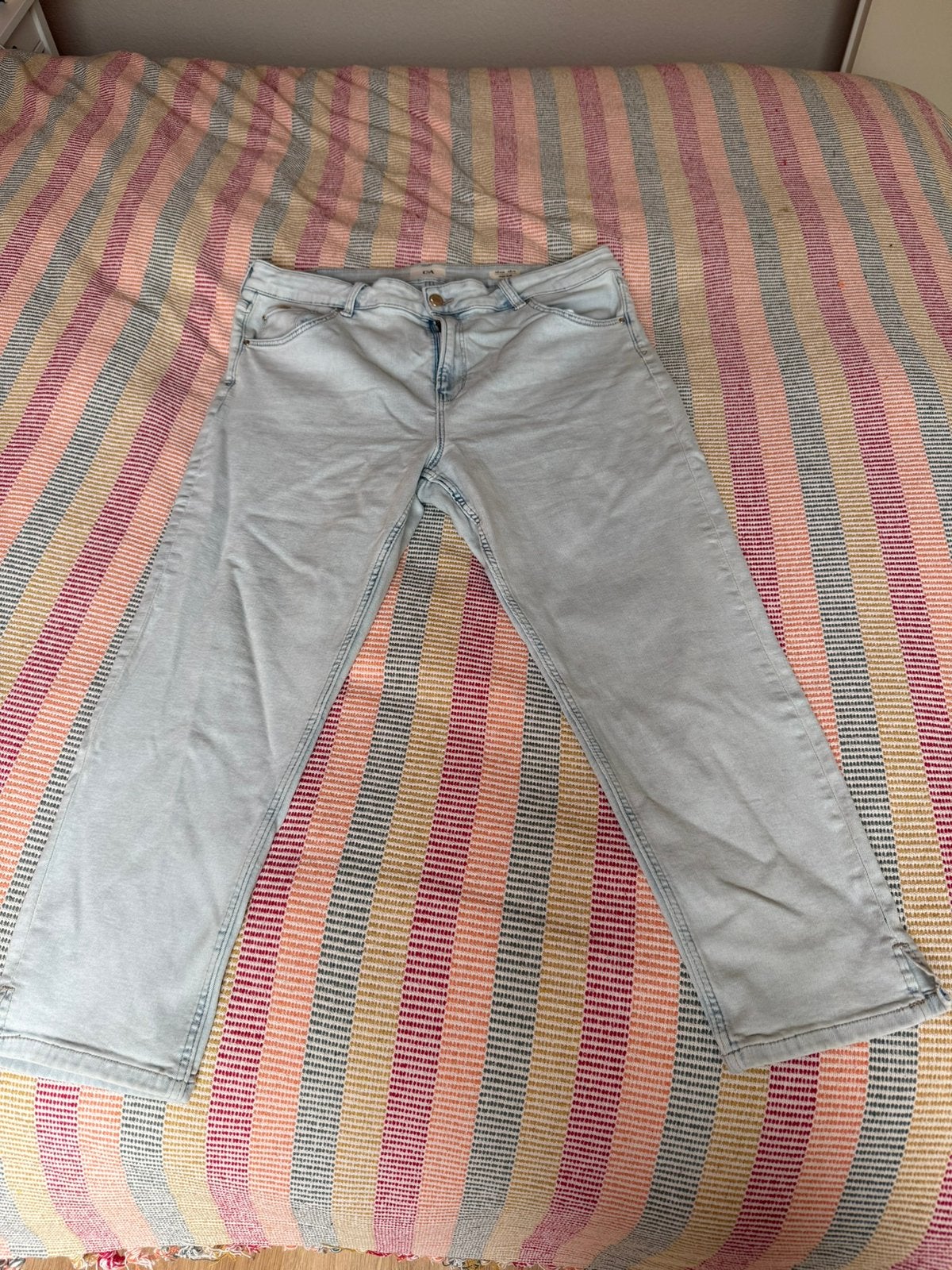 C&A High Slim Jeans Lichtblauw – Maat 46, Ophalen of Verzenden, Zo goed als nieuw, Blauw, Overige jeansmaten