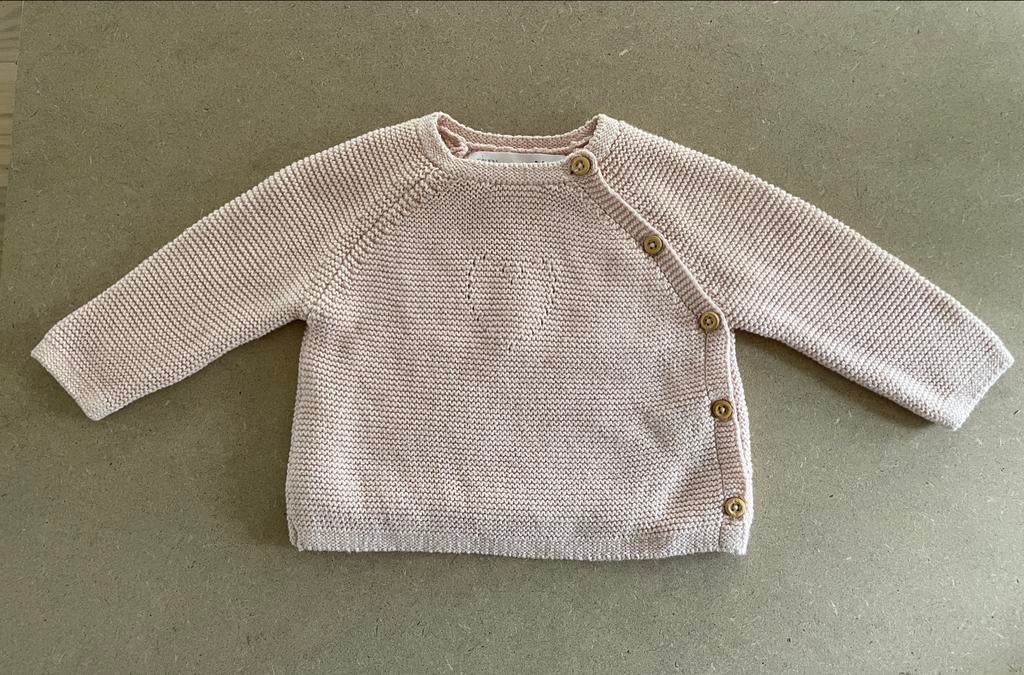 Zara Mini Roze Gebreid Vestje Maat 56 (0-1 Maand), Ophalen of Verzenden, Zo goed als nieuw, Meisje, Truitje of Vestje