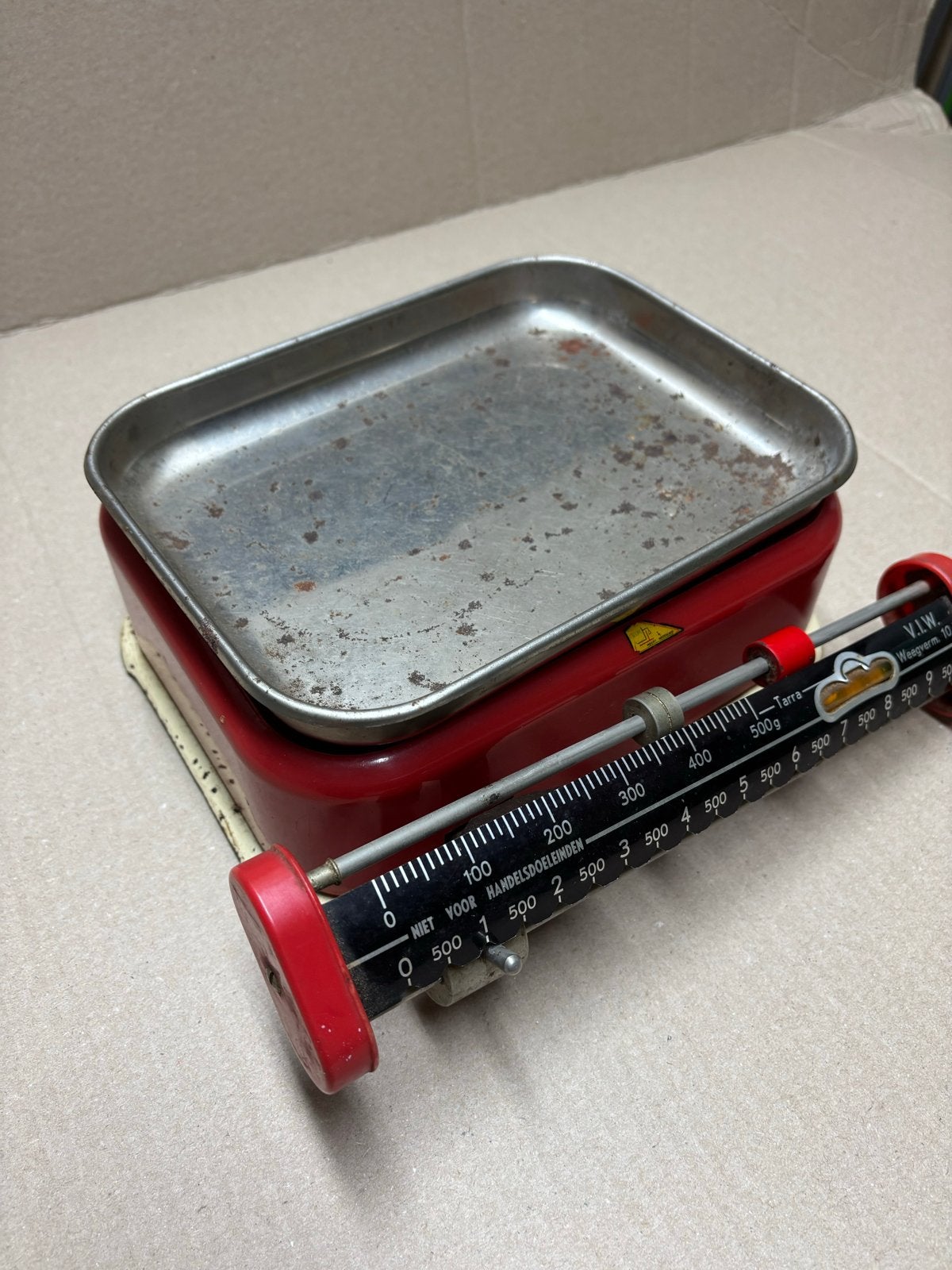 Oude vintage keuken weegschaal - V.I.W. Weegverm. 10 kg, Keukenweegschaal, 1 tot 500 gram, Ophalen of Verzenden, Gebruikt