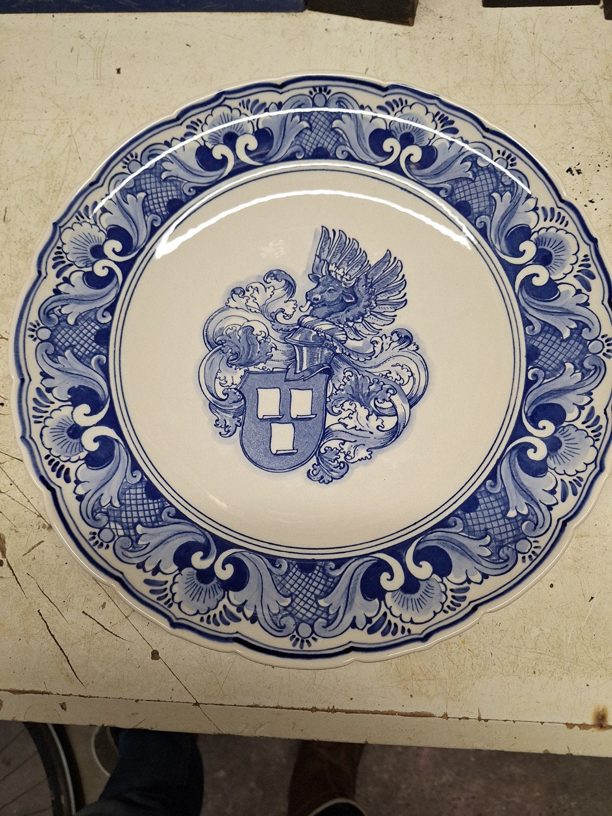 delfts blauw wandbord Berghuizer papierfabriek Wapenveld, Ophalen of Verzenden