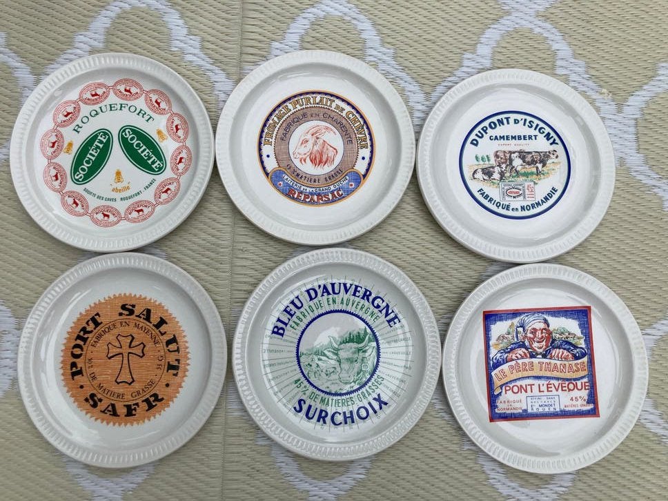 Ontbijtborden vintage Fromages de France St Amand faience, Antiek en Kunst, Ophalen of Verzenden