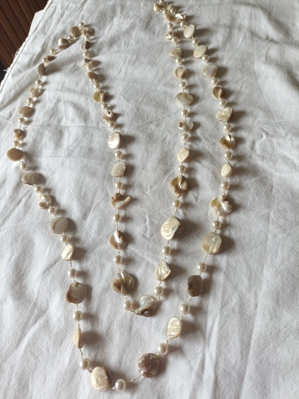 100% natuurlijke parels en schelp ketting,180 cm, Sieraden, Tassen en Uiterlijk, Ophalen of Verzenden, Nieuw, Beige, Steen of Mineraal