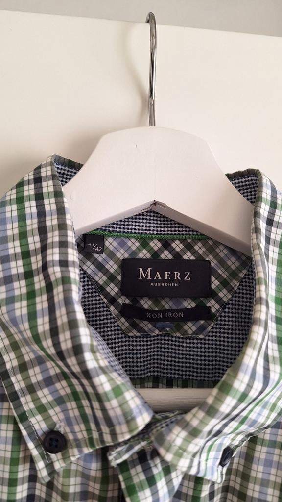 Maerz  Non Iron Geruit Overhemd 41/42 L, Ophalen of Verzenden, Zo goed als nieuw, Halswijdte 41/42 (L), Maerz München