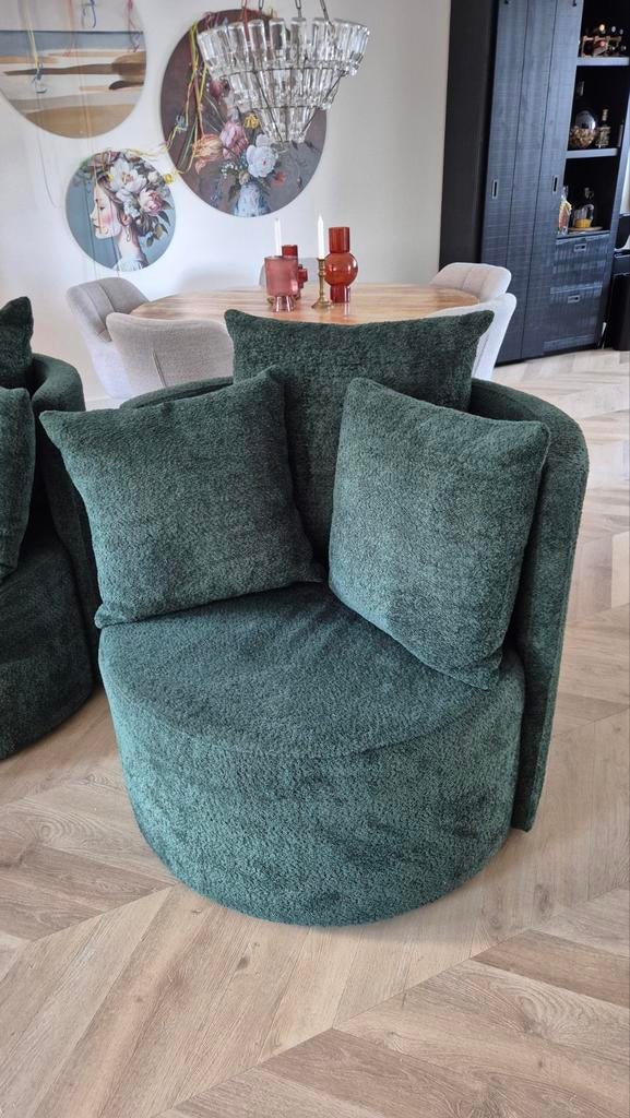 2x Woonsquare Antoni Lounge Fauteuils groen (Setprijs: €575), Ophalen, 100 tot 125 cm, Luxe, Lounge, Modern, Zo goed als nieuw