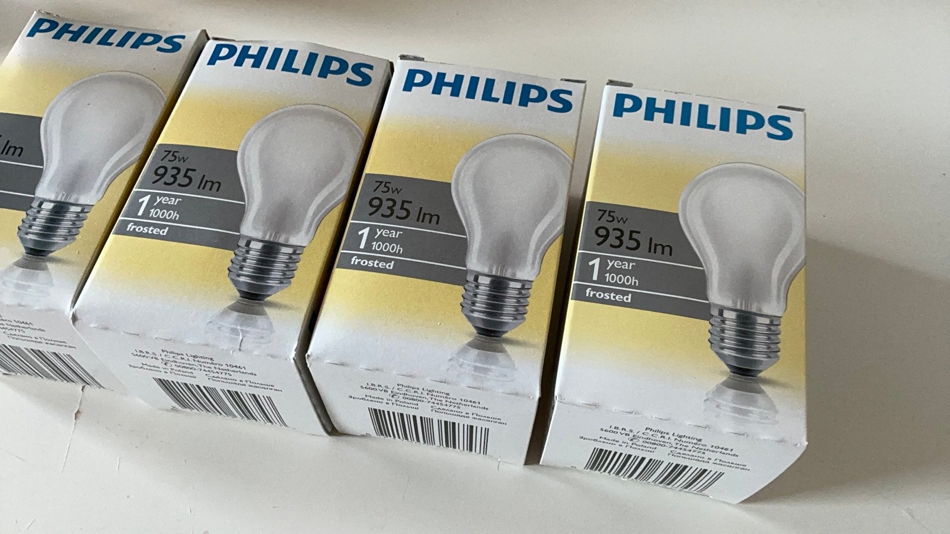 Philips 75 watt frosted E 27 fitting, Gloeilamp, 60 watt of meer, Nieuw, E27 (groot)