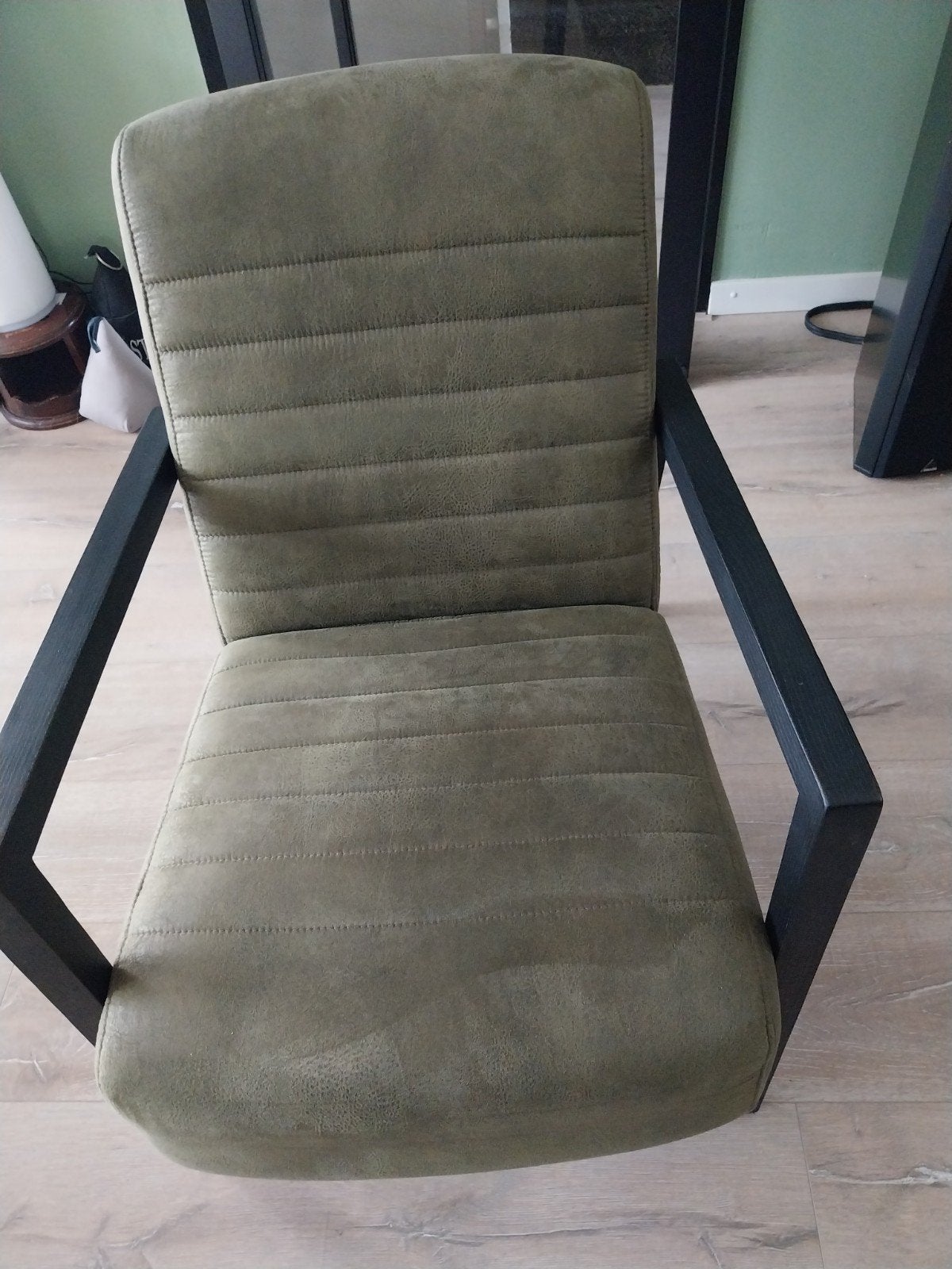 donker groene ecolederen fauteuil, Ophalen, Overige kleuren, Eén