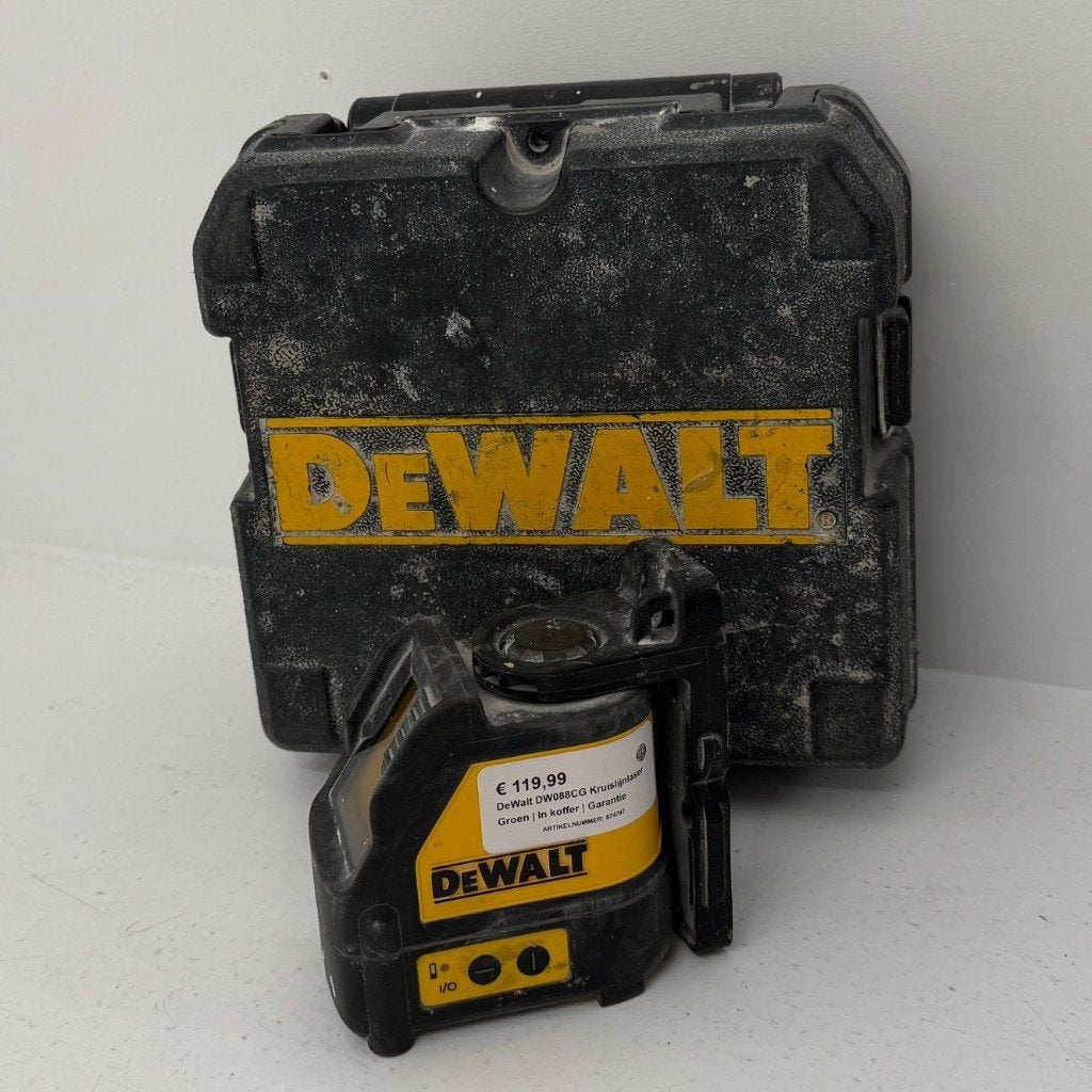 DeWalt DW088CG Kruislijnlaser Groen | In kist | Met garantie, Doe-het-zelf en Verbouw, Meetapparatuur, Dordrecht@usedproducts.nl