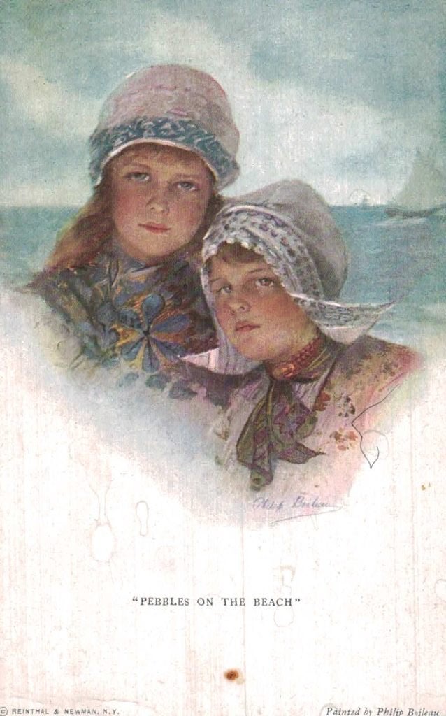 Oude Ansichtkaart: "Pebbles on the Beach" - Meisjes, Ophalen of Verzenden, 1920 tot 1940, Gelopen, Kinderen