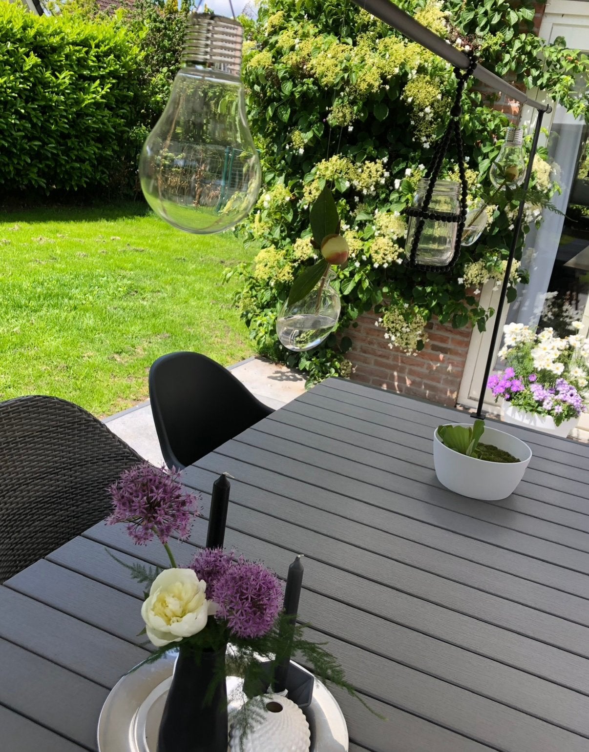 Tuintafel grijs 220x100, Ophalen, Gebruikt, Rechthoekig, Aluminium
