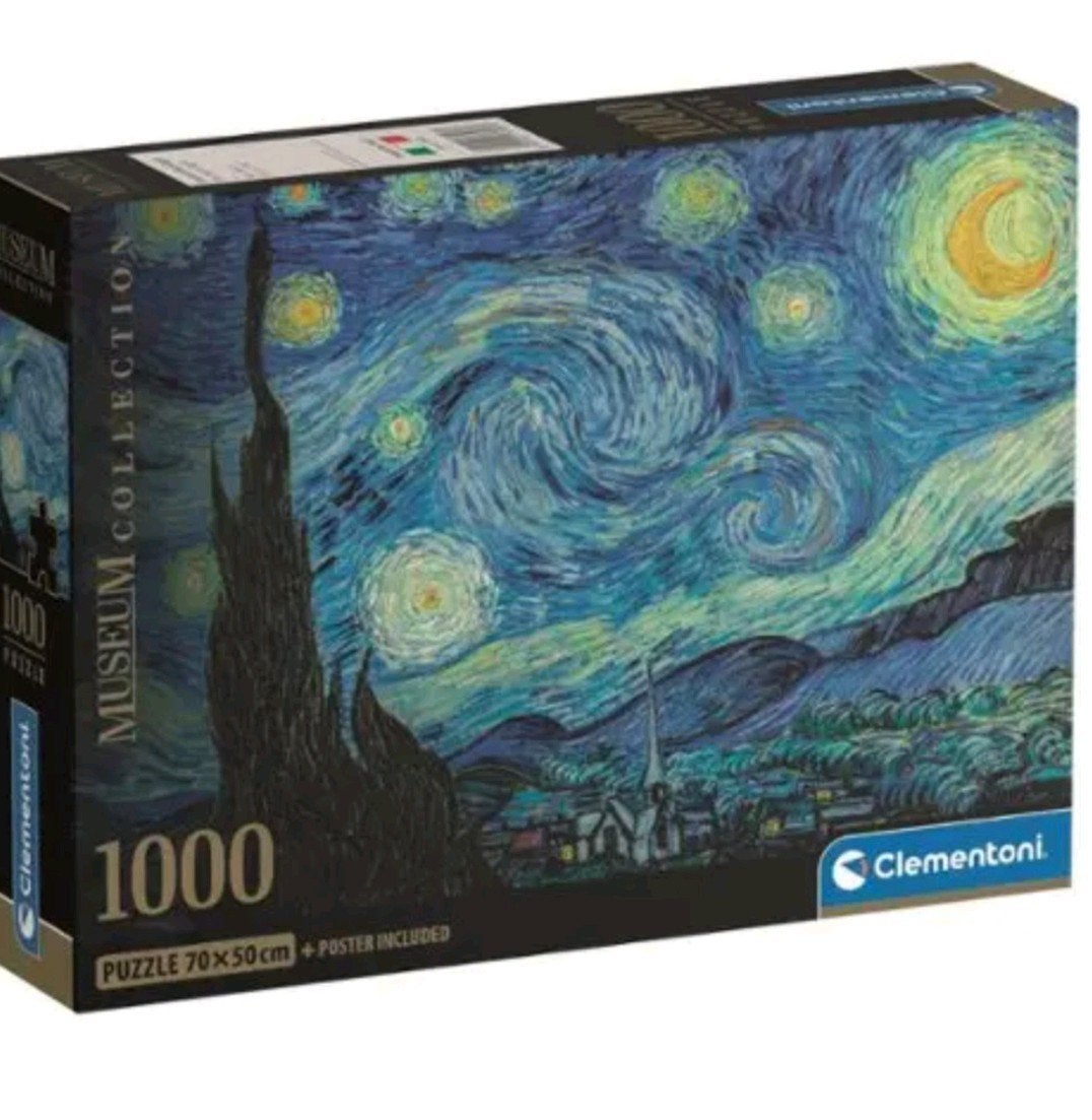 Puzzel De Sterrennacht Van Gogh 1000 stukjes in koker, Ophalen of Verzenden, 500 t/m 1500 stukjes, Nieuw
