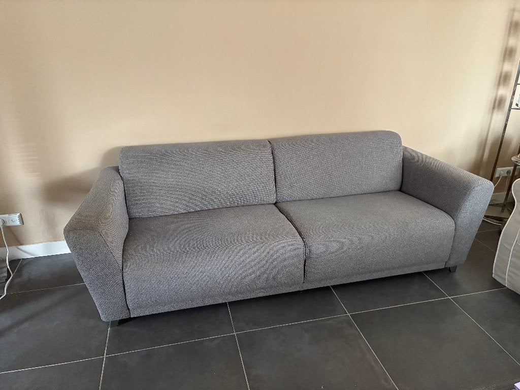 Bankstel grijs stof 2.5/3 zits, Ophalen, Gebruikt, Driepersoons, 75 tot 100 cm