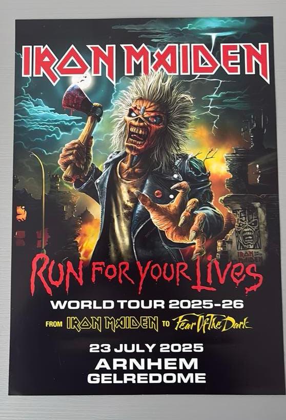 Concert poster A3 Iron Maiden Arnhem Gelredome 23 juli 2025, Verzamelen, Ophalen of Verzenden, A1 t/m A3, Muziek