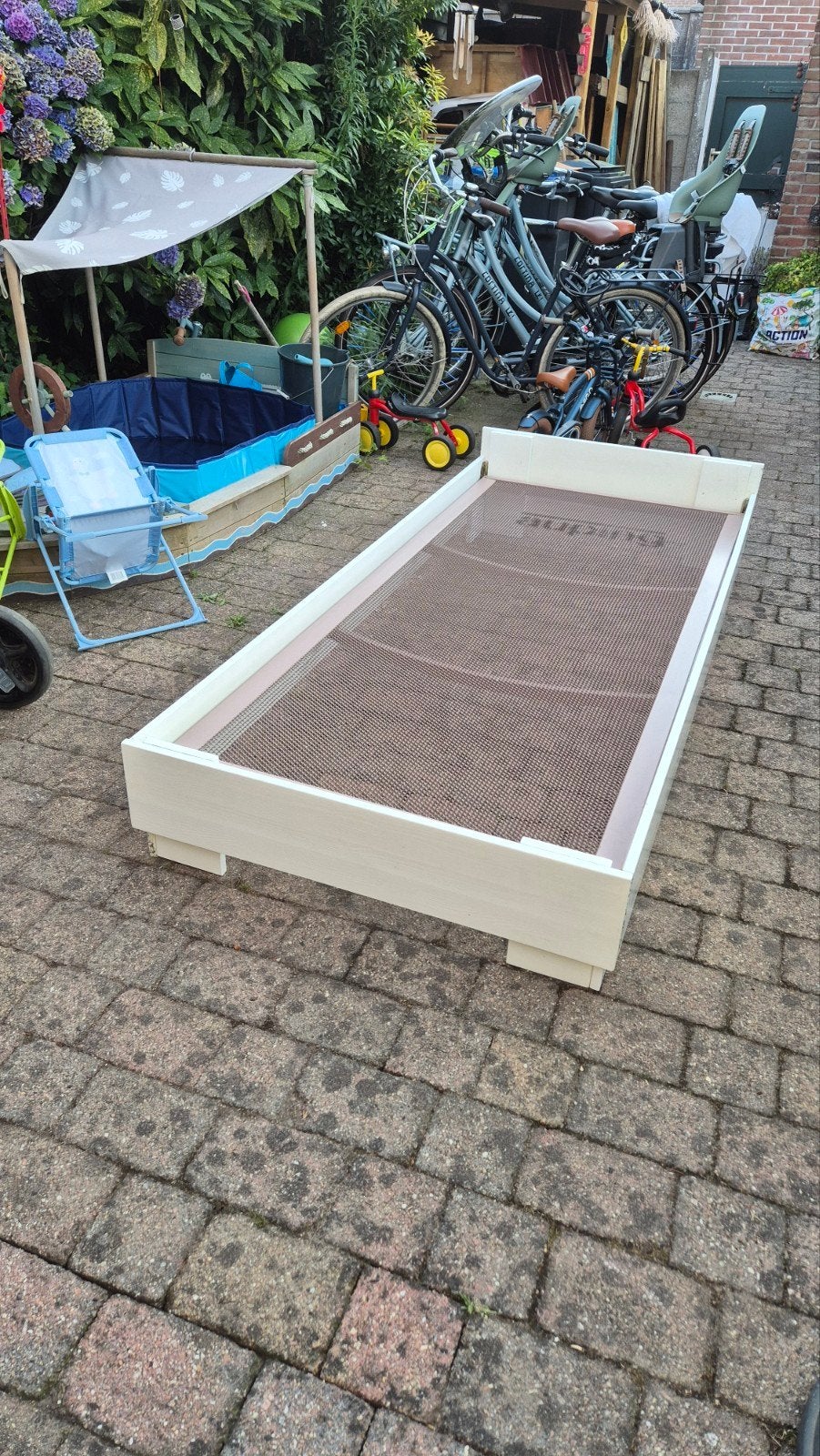 Eenpersoonsbed met Auping bodem, Huis en Inrichting, Slaapkamer | Bedden, Ophalen, Gebruikt, 90 cm, Eenpersoons
