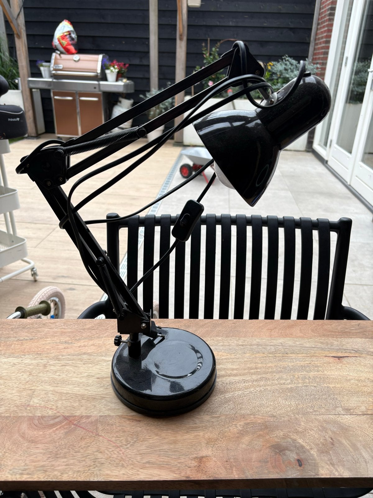 Zwarte Verstelbare Bureaulamp - Klassiek Design, Ophalen, Gebruikt, Metaal