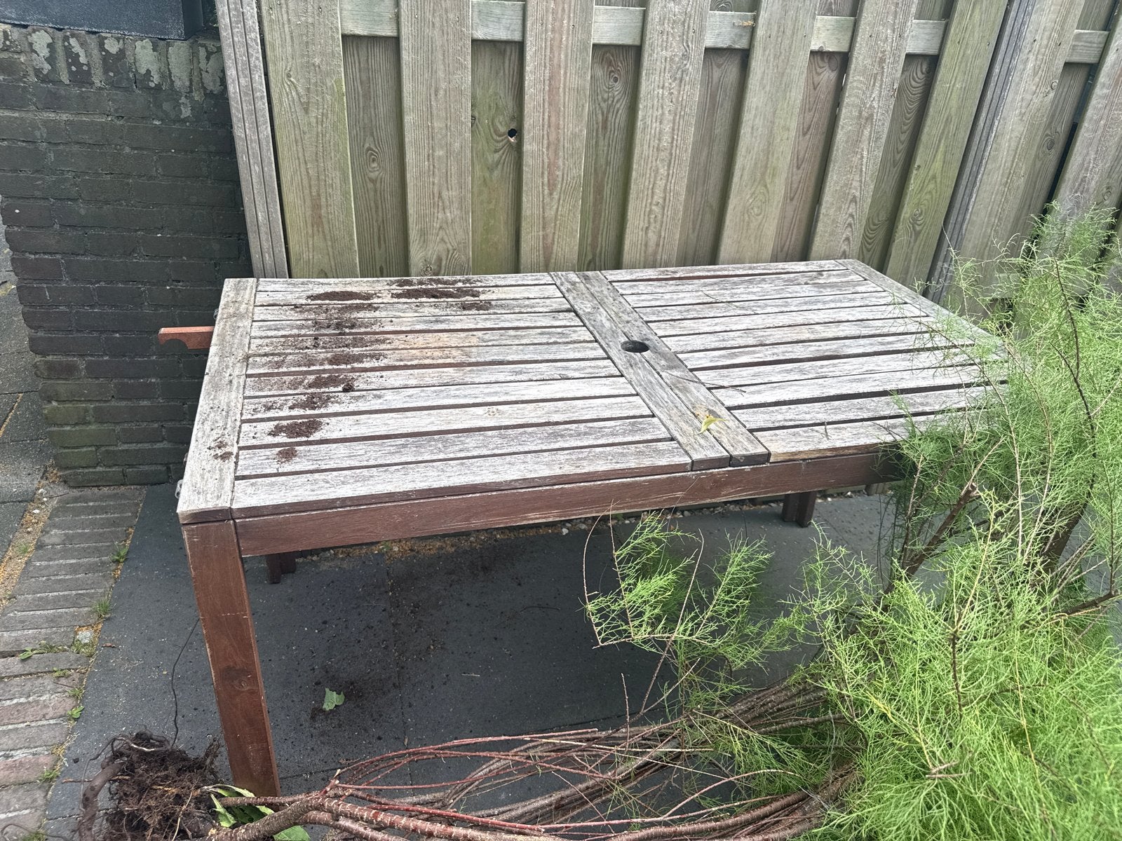 Uitschuifbare tuintafel met 2 zijbladen (2 meter), Ophalen, Gebruikt, Rechthoekig, Hout