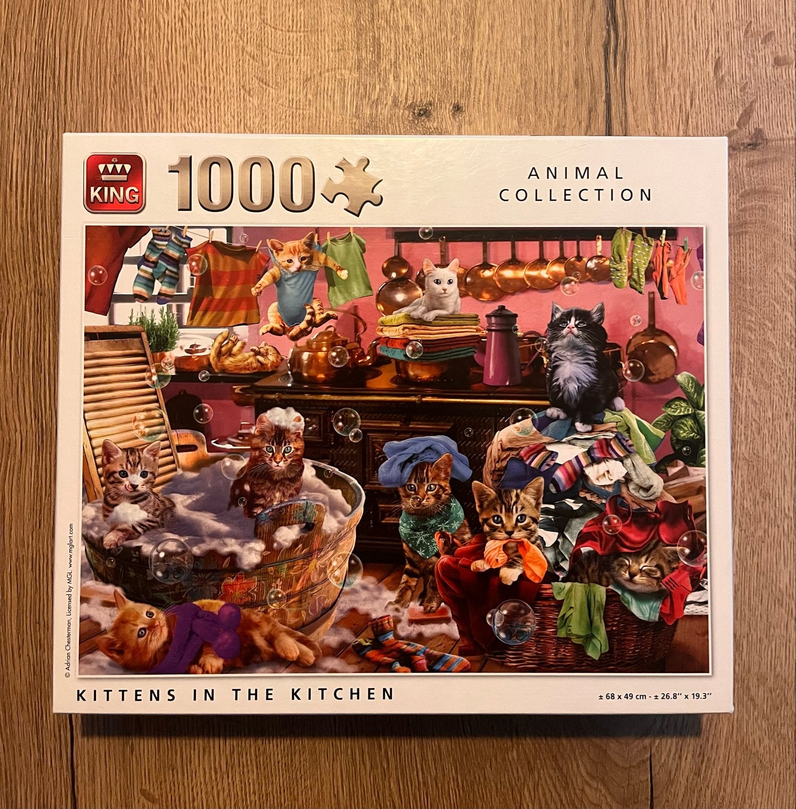 King Legpuzzel 1000 stukjes - Kittens in de Keuken, Ophalen of Verzenden, 500 t/m 1500 stukjes, Zo goed als nieuw, Legpuzzel